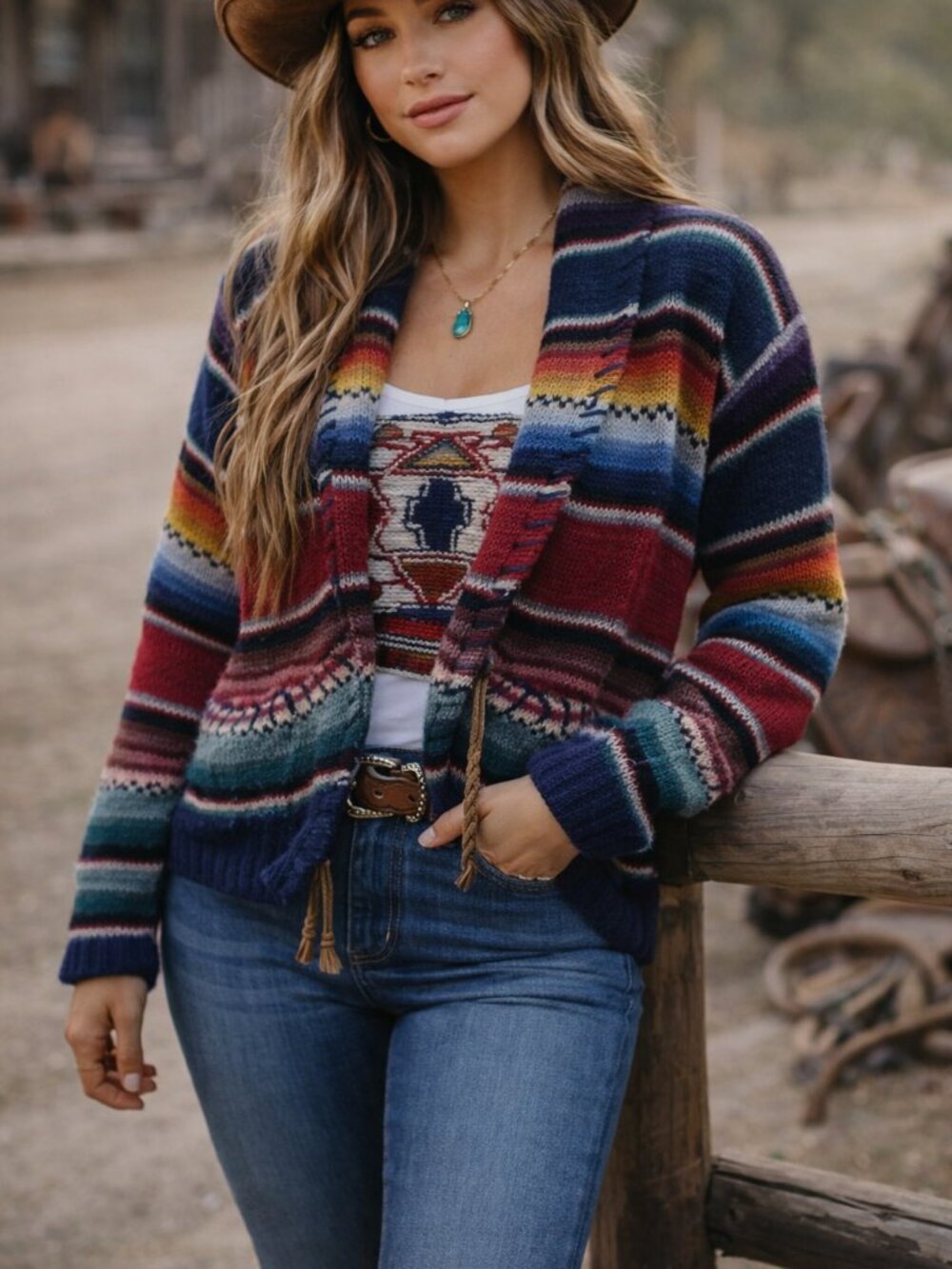 Casual Corner Multicolor Striped Wool Cardigan